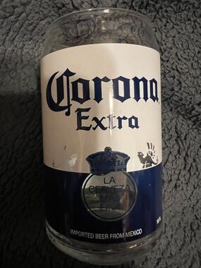 Dark Blue & White Glass Beer Tumbler - Corona Pre Owned